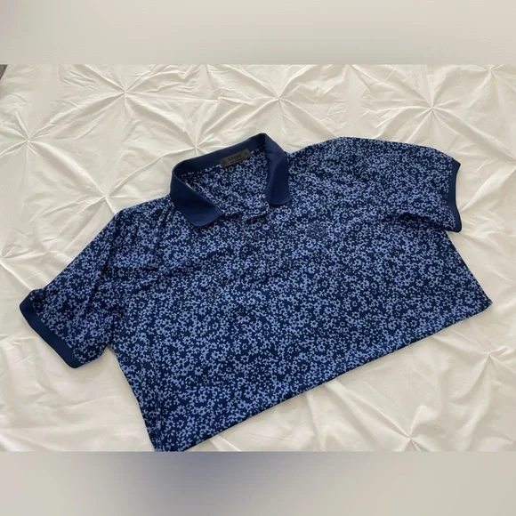 G/FORE Men’s size XL Blue flower floral pattern polo w/ Olympia Fields - top 100 - Picture 1 of 3